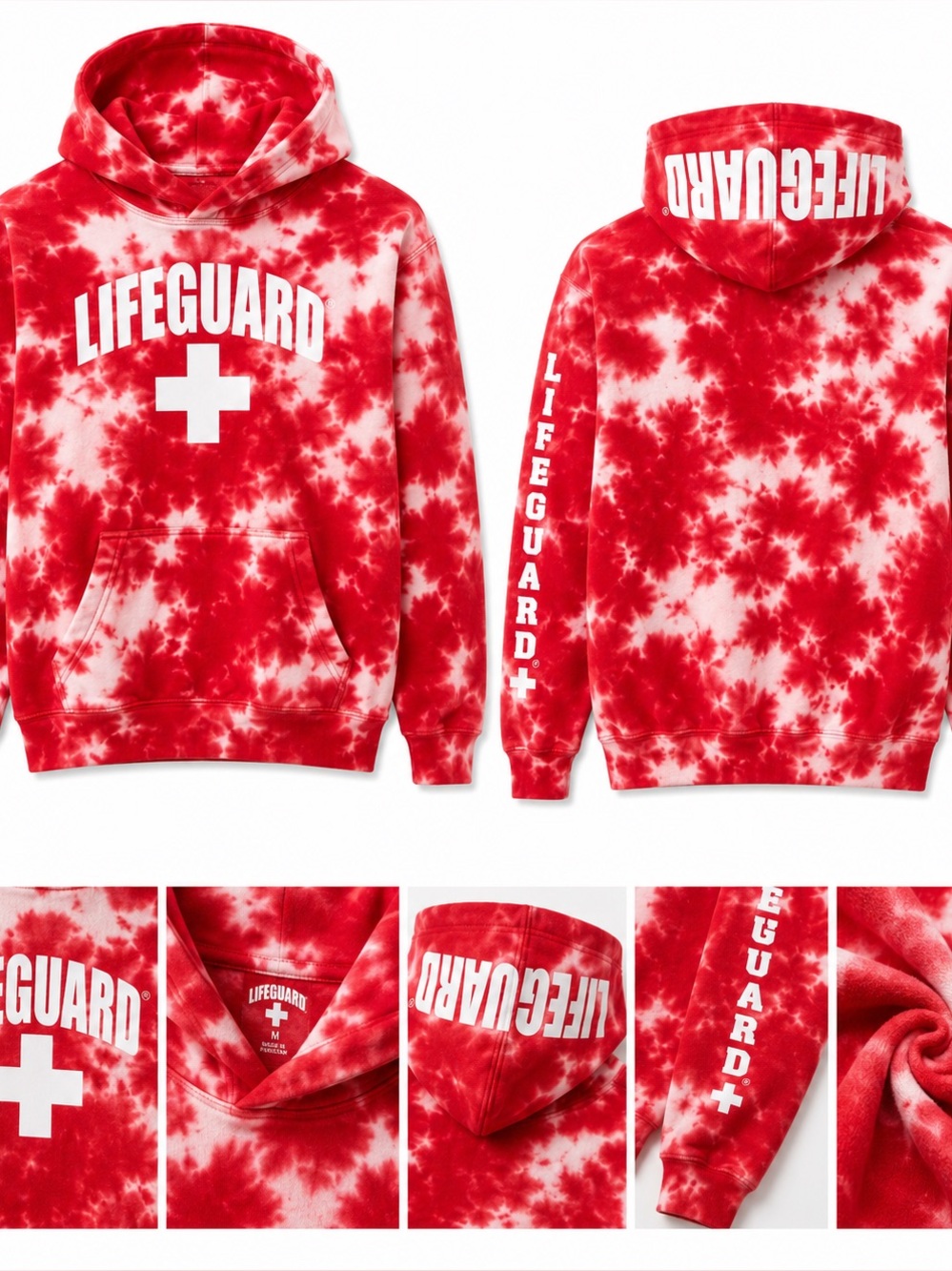 Lifeguard Red Tie-Dye Hoodie for Kids